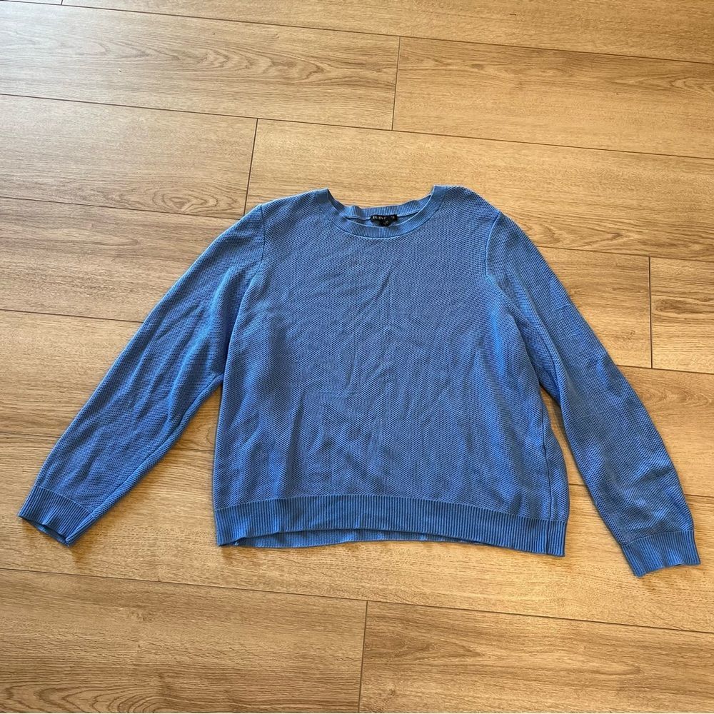 Eileen Fisher Blue Tencel Lyocell Blend Crew Neck Knit Sweater Size L